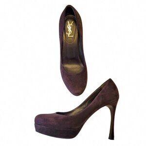 YSL Yves Saint Laurent Gisele Suede Platform Pumps 38